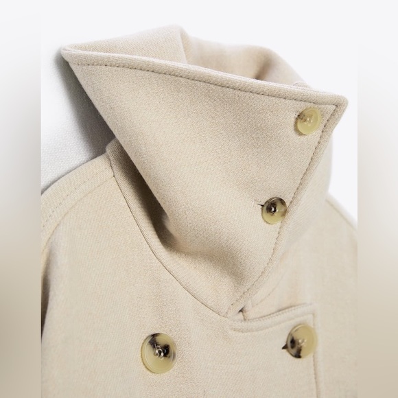 Zara Beige Wool Blend Oversized Coat - Picture 11 of 16
